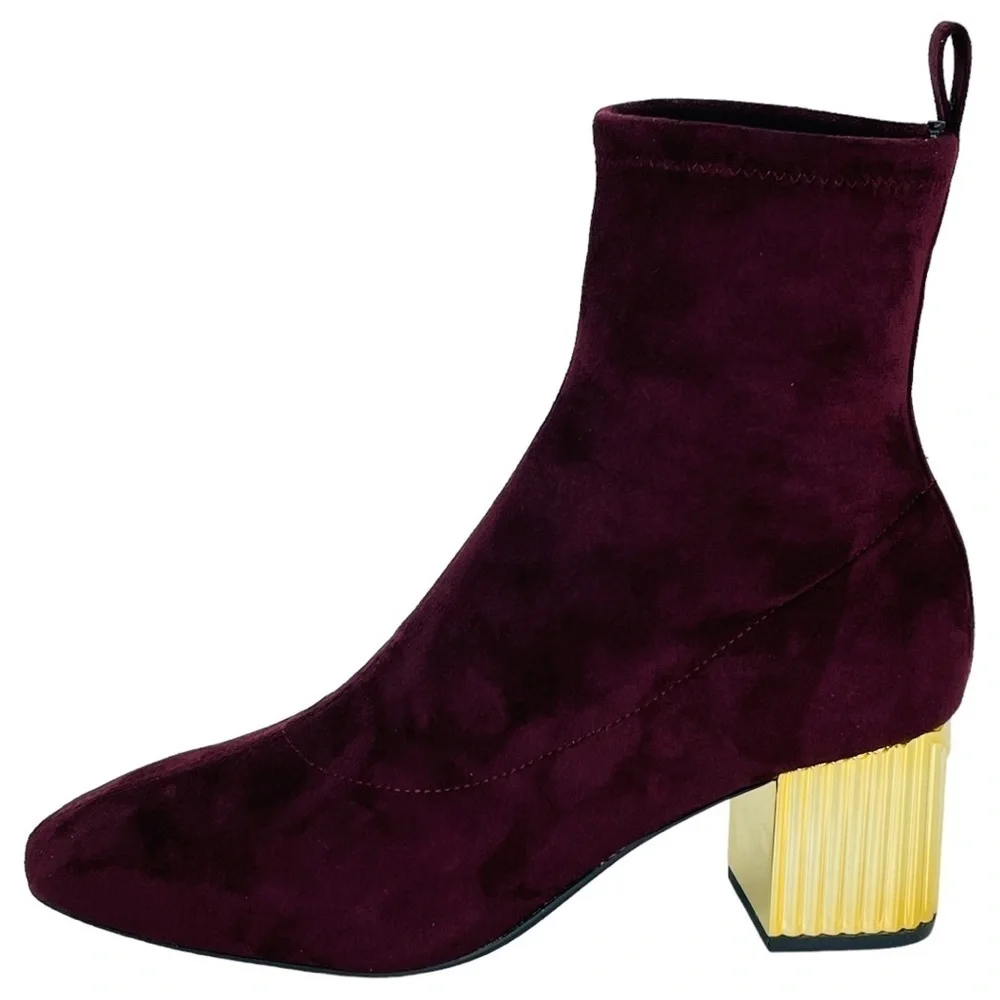 Michael Kors Porter Mid Shaft Merlot Microsuede Womens Ankle Boots Size 7.5M
